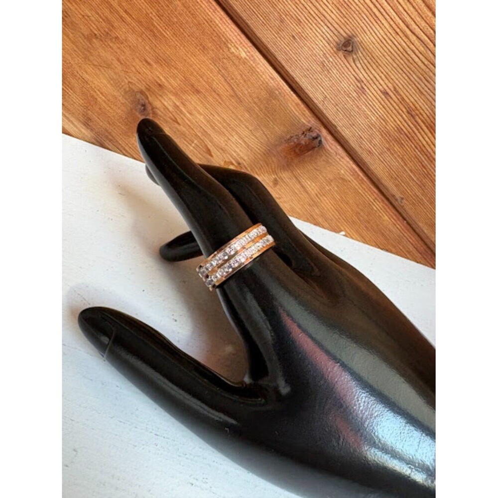 Rose-Gold Titanium Steel Inlay Fuax Diamond Rings